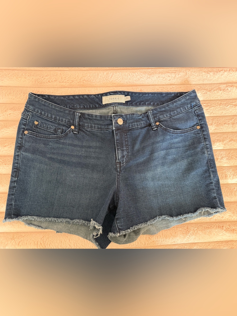 torrid Dark Blue Frayed Hem Denim Shorts